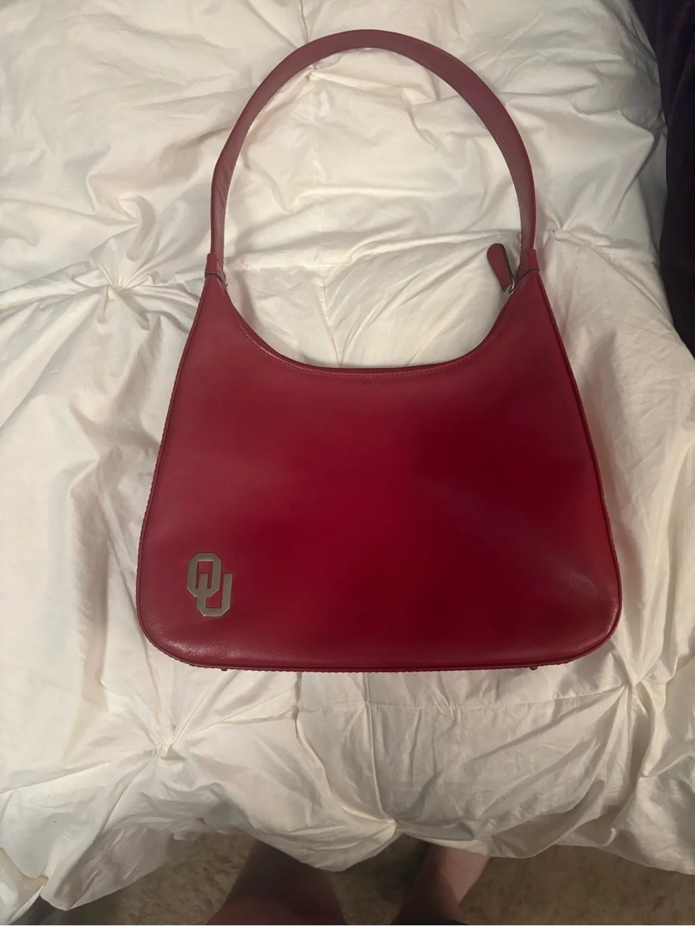 Crimson Shoulder Bag with Team Crest